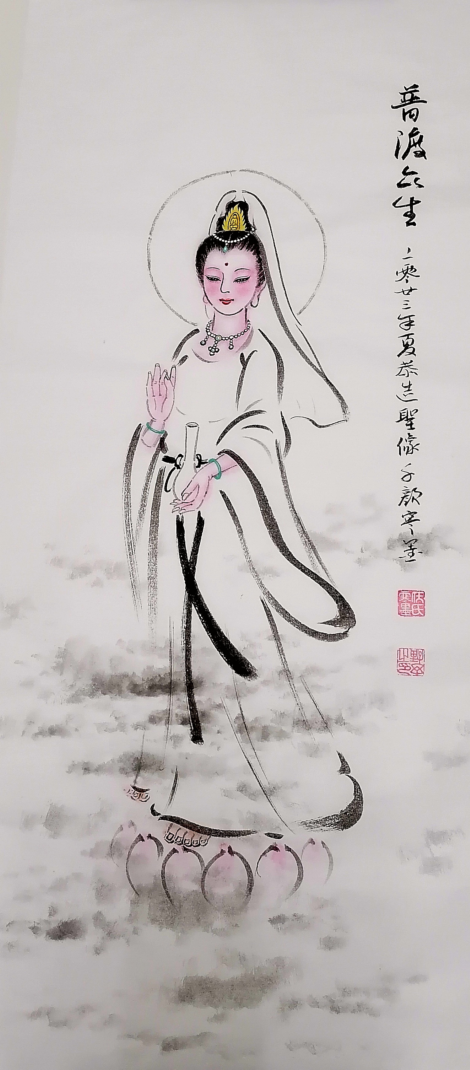 当代实力派写意画家墨千颜/任寒墨老师大写意水墨观音之《普渡众生》