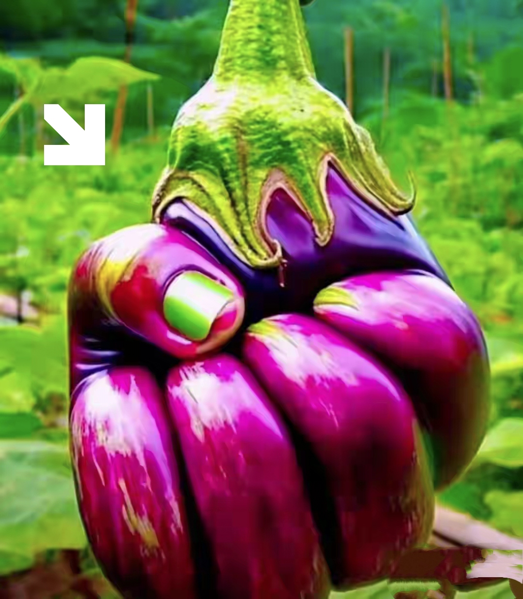 大自然的奇迹,茄子化身爱心手,绿意盎然间传递着满满的心意. #大自然