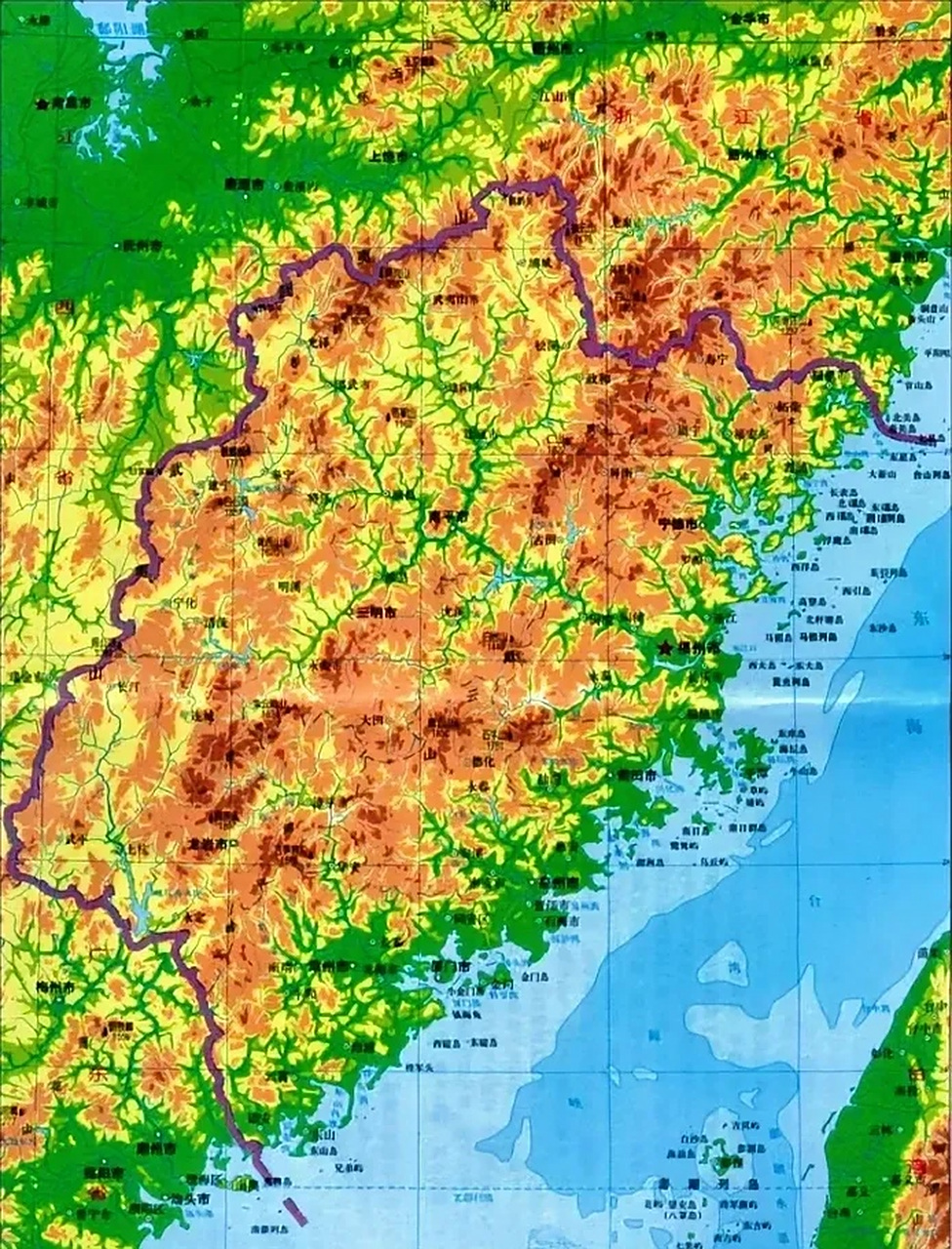 福建省地形地貌图