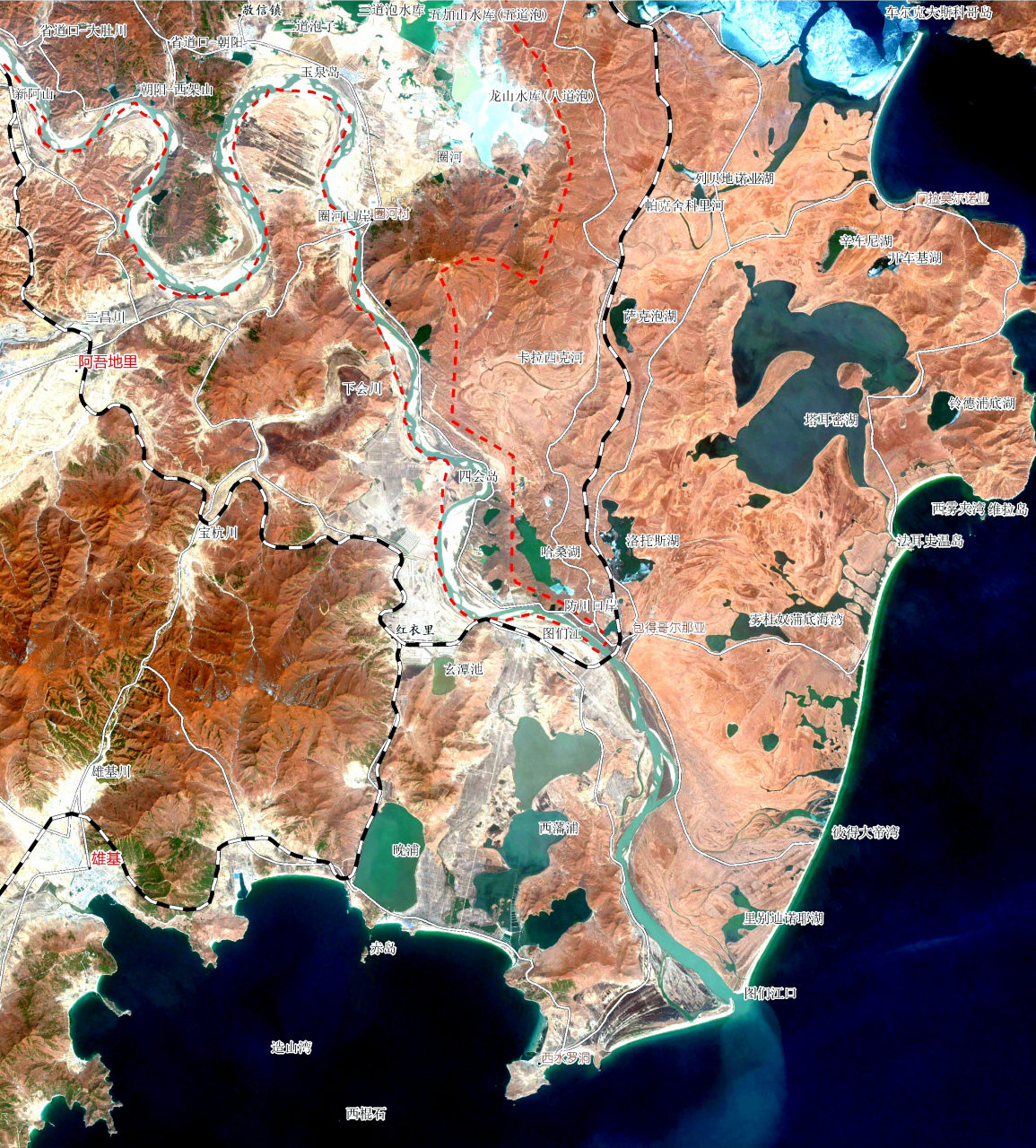 中国图门江入海口最新卫星图(4.