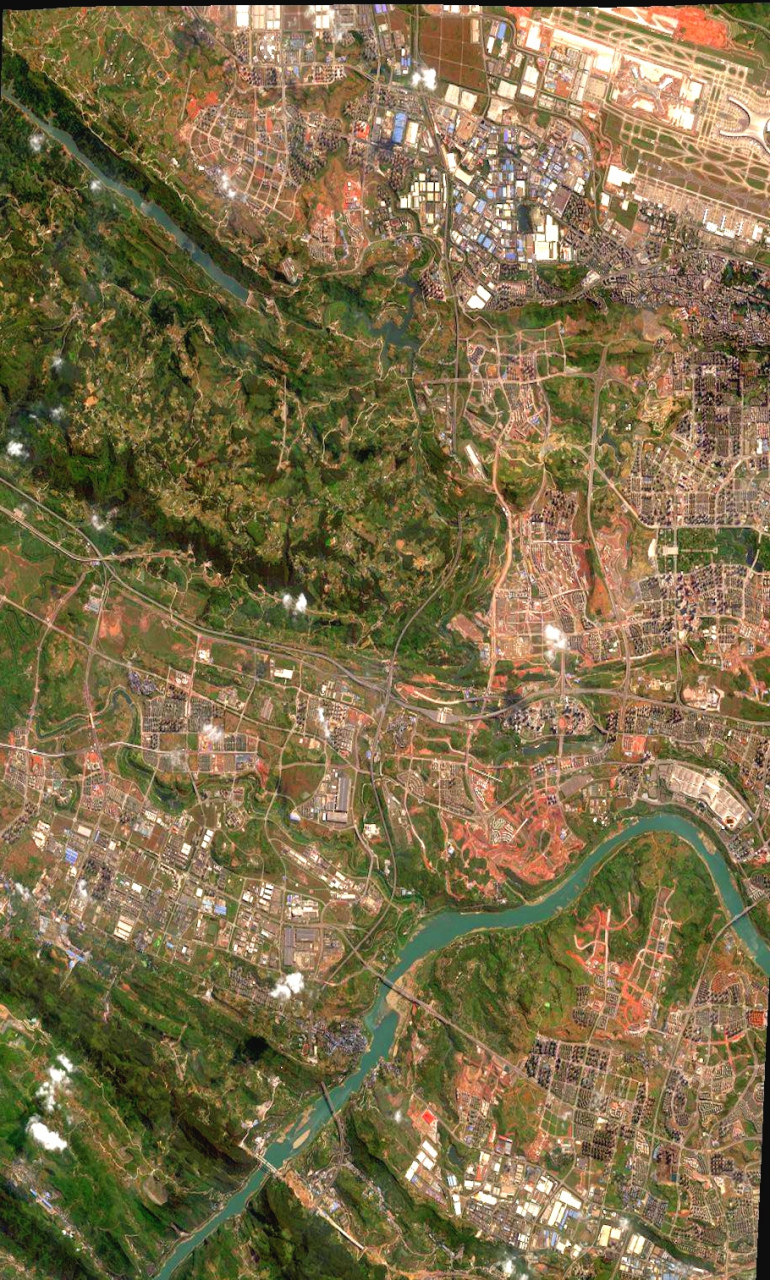 7) 2023年4月7日拍摄的卫星图片,重庆市江北国际机场(横放观看)