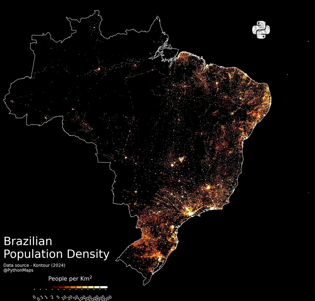 巴西人口分布图密度图片
