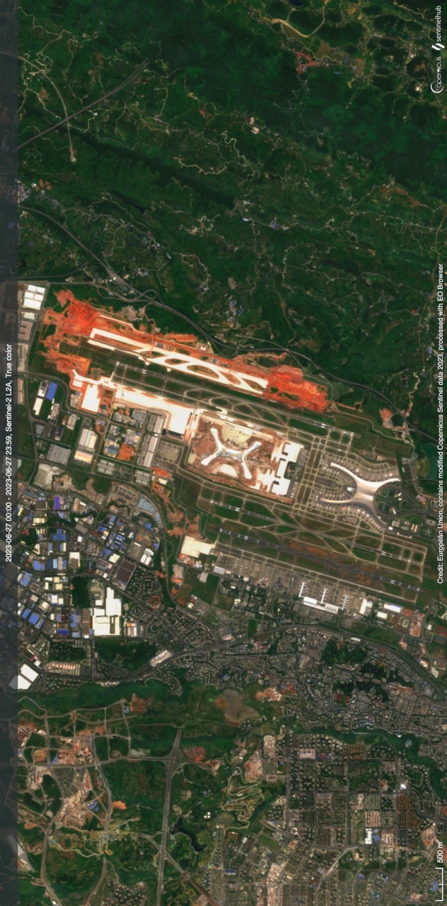 27) 2023年6月27日拍摄的卫星影像图片,重庆市江北国际机场