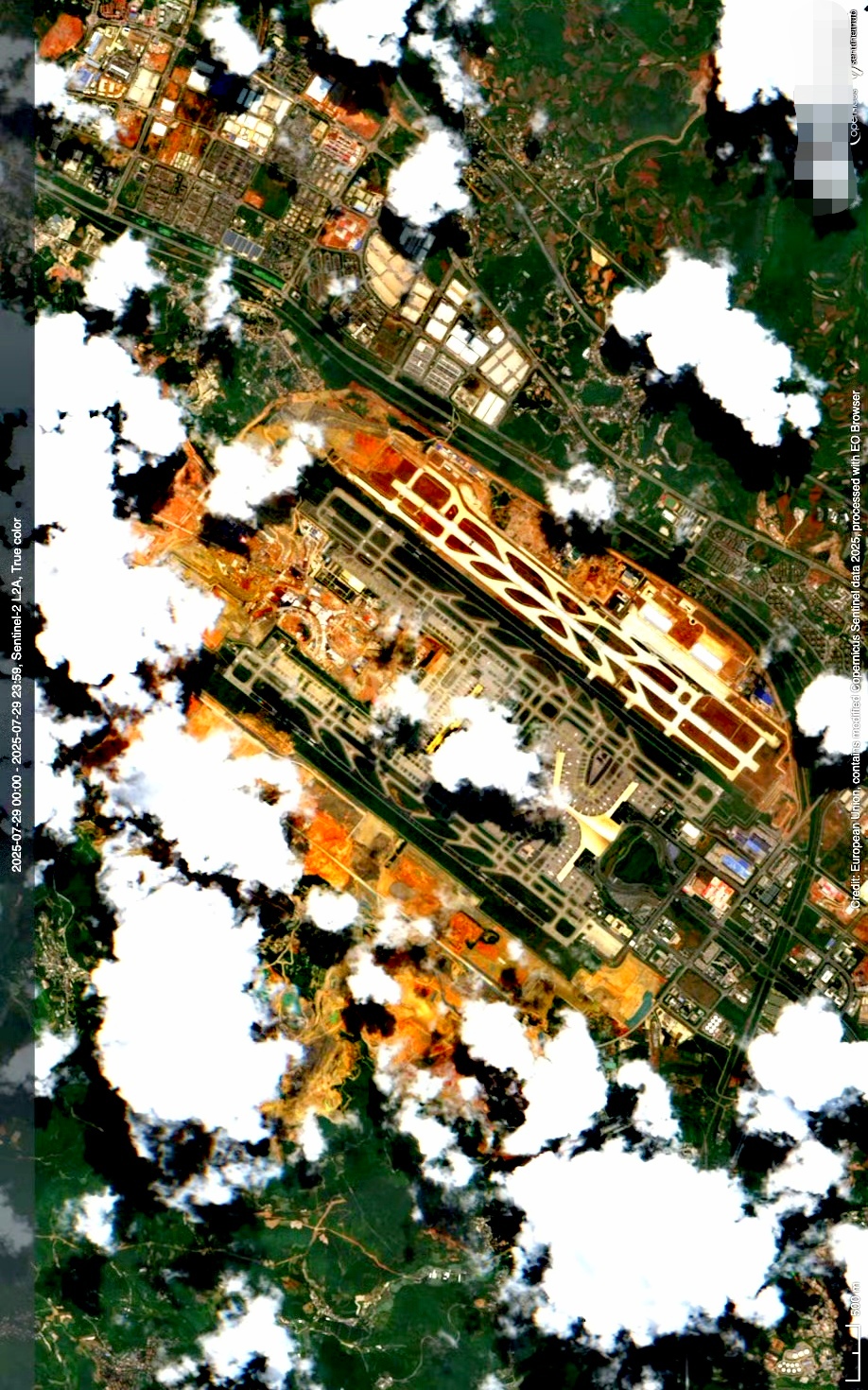 昆明市长水机场最近卫星图