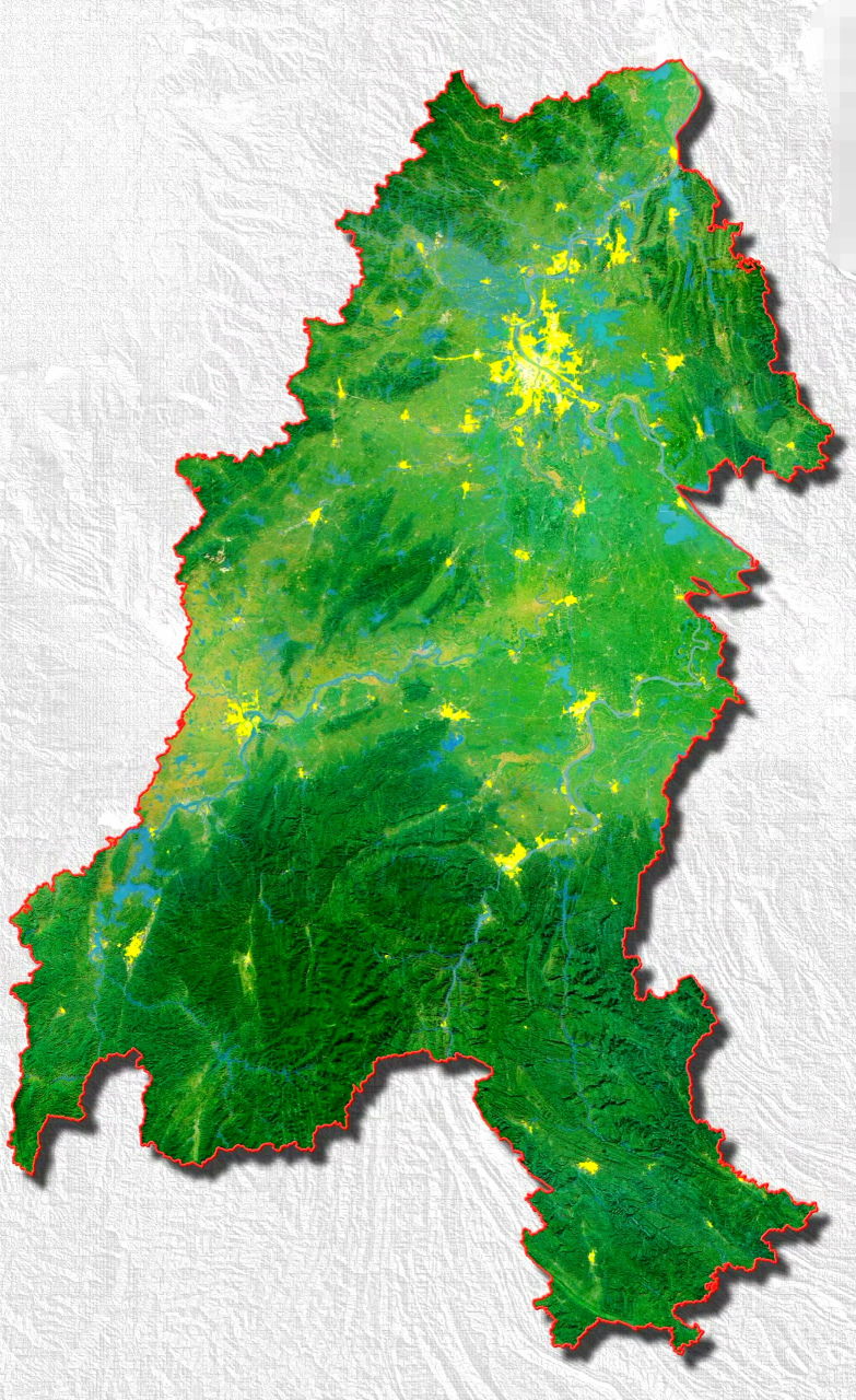 湖北省地形与城市分市图
