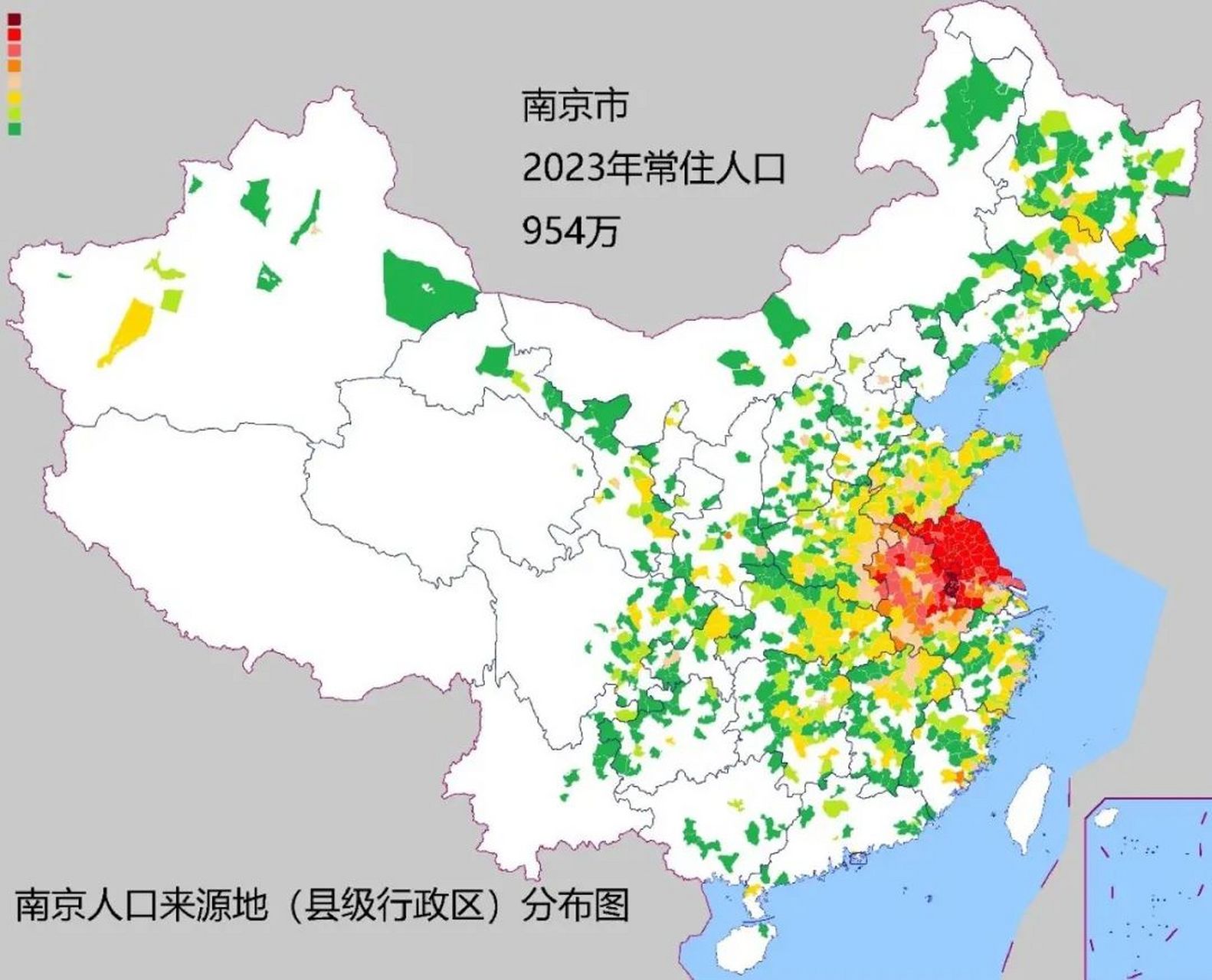 南京市主要人口来源县市分布