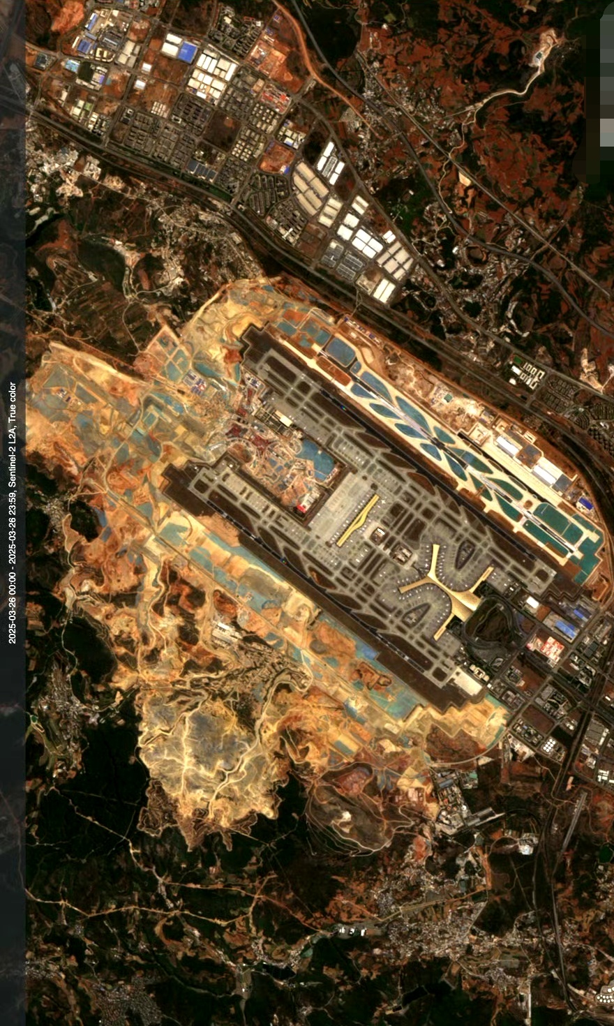 昆明市长水机场最近卫星图