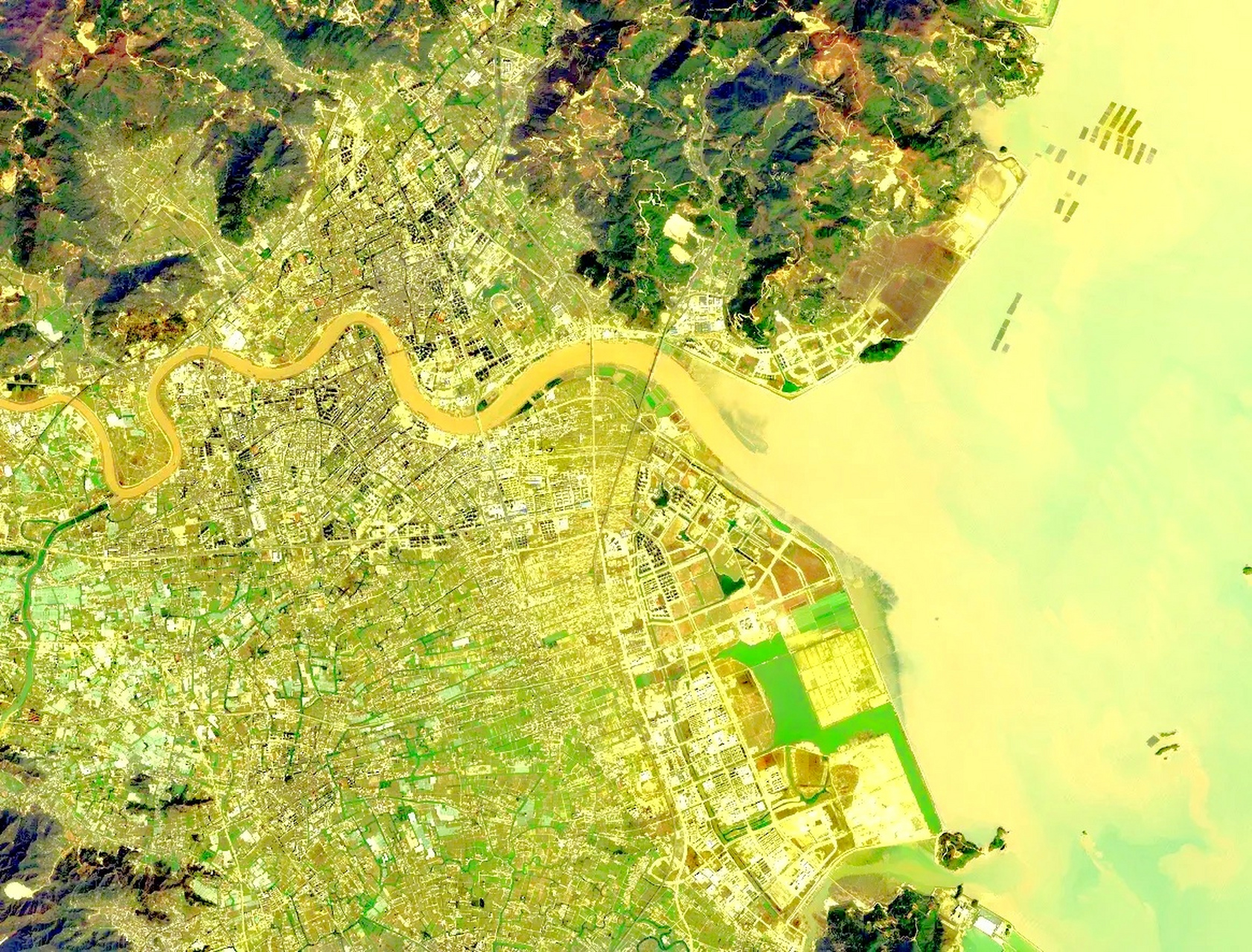 温州鳌江流域城镇最近卫星图 1;龙港市