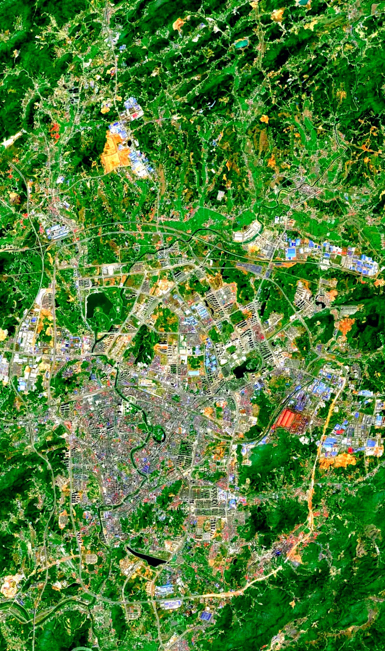 江西省萍乡市最近卫星图片(4月) 2023年4月拍摄的卫星影像图片,江西省