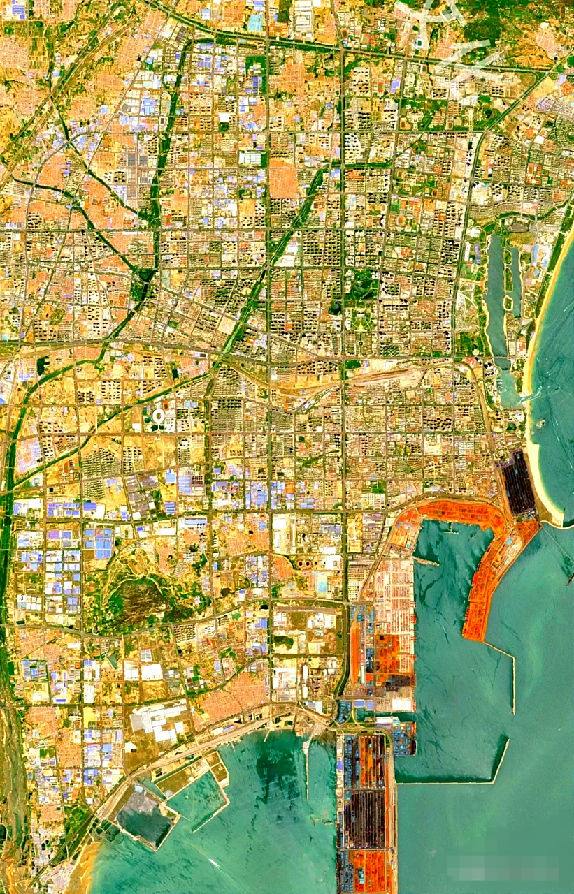 山东省日照市最近卫星图(5月) 2023年5月拍摄的卫星影像图片,山东省