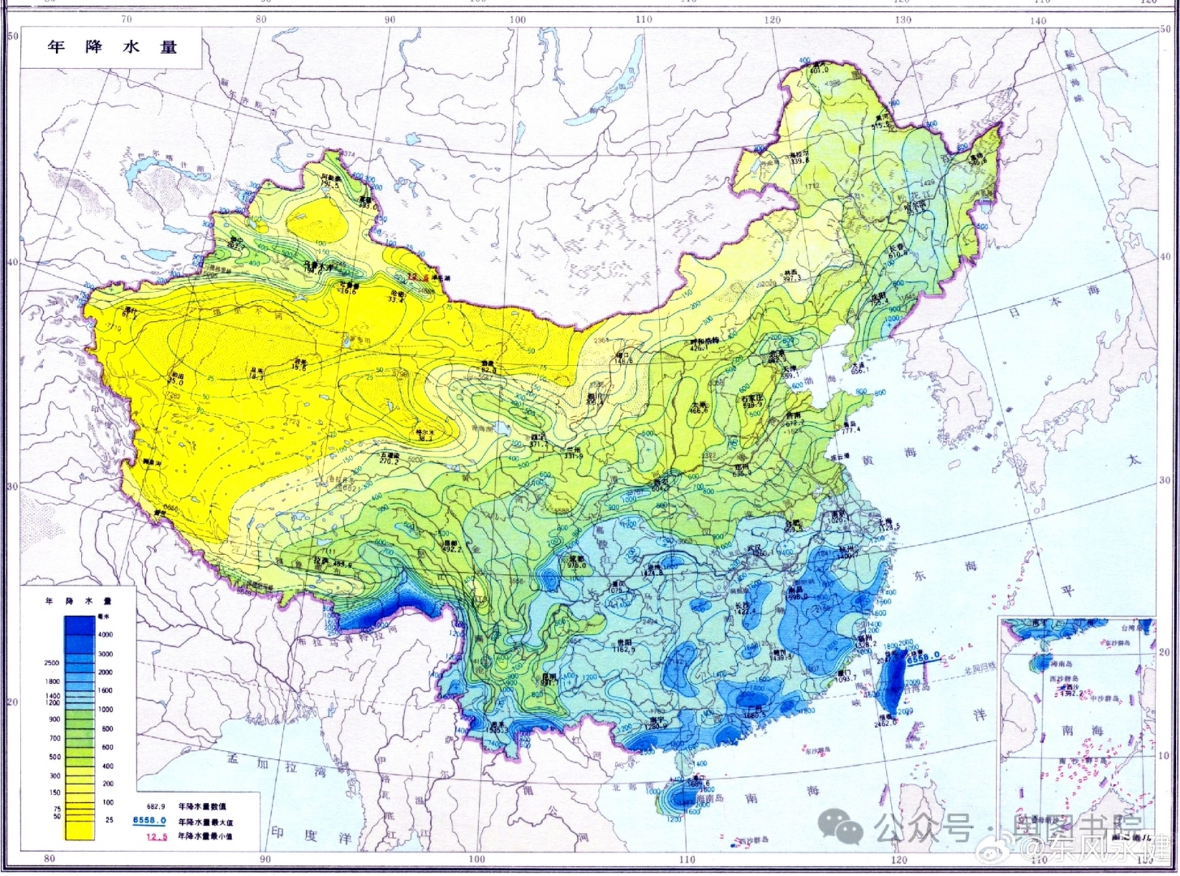 中国各地降水量分布图图片