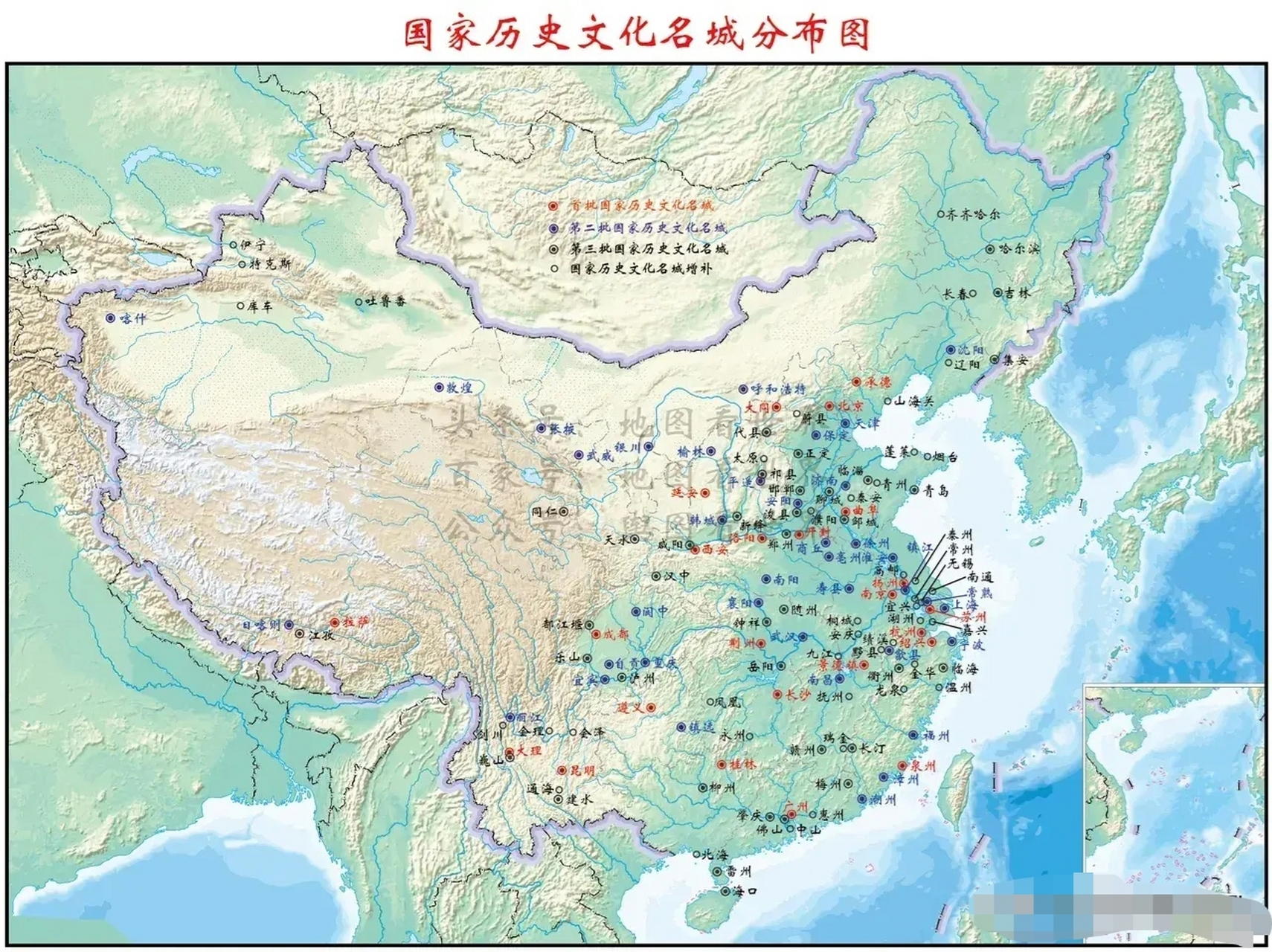 国家历史文化名城分布示意图
