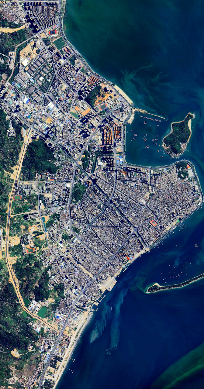 广东省汕尾市最近卫星图(9) 2023年9月初卫星影像图片,广东省地级市