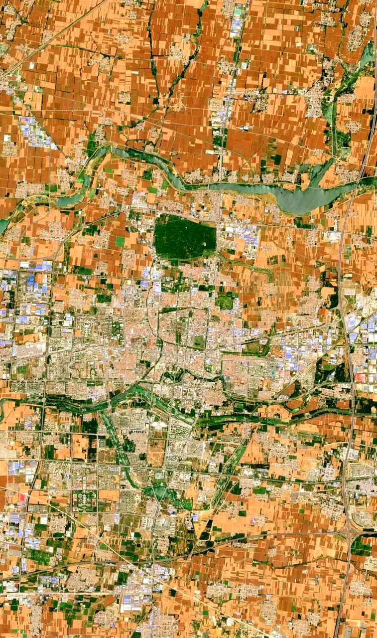 山东省曲阜市最近卫星图(6) 2023年6月初卫星影像图片,山东省县级市