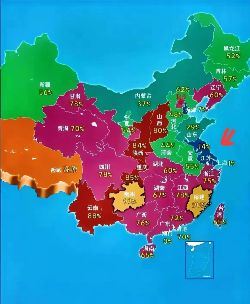 中国山地占比图片