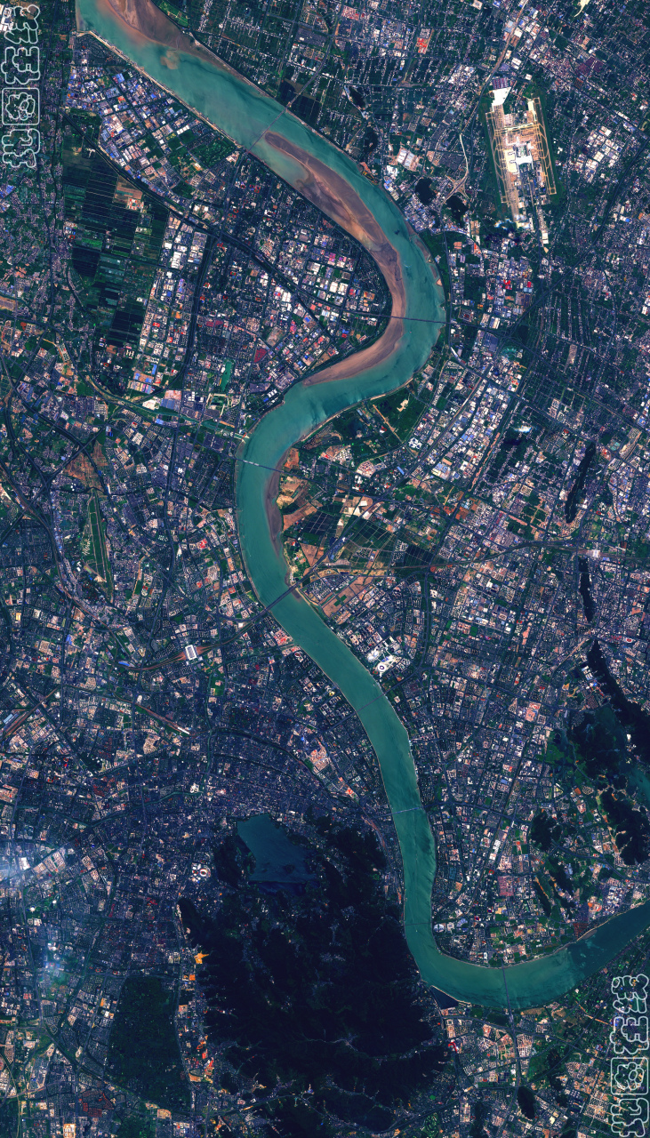 卫星影像图片,长三角主要城市—浙江省省会杭州市(旋转观看