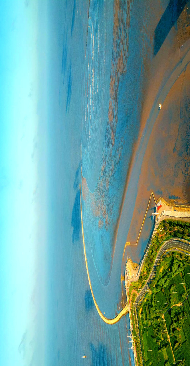 江苏滨海黄河故道古入海口航拍图(8) 2023年8月航拍图——月亮湾风景