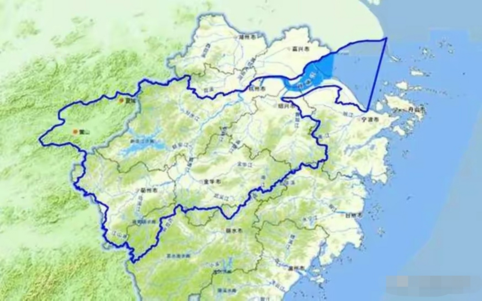 浙江八大水系与钱塘江流域示意图