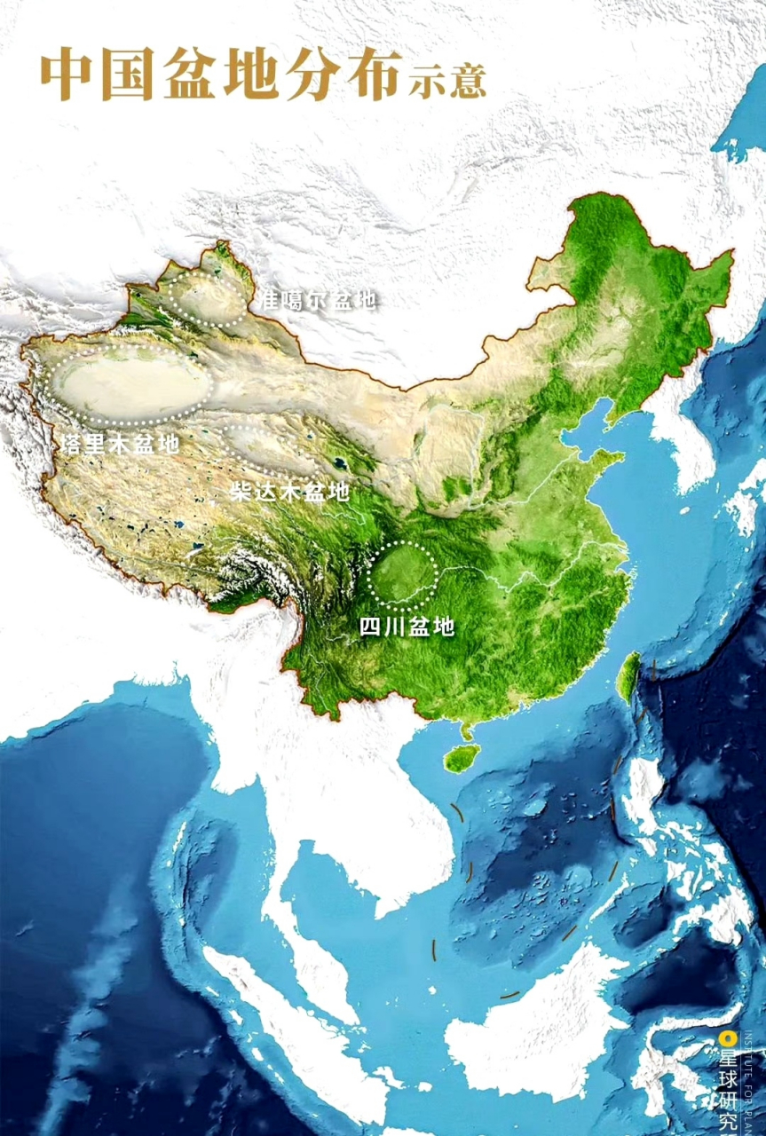 三大盆地分布图图片