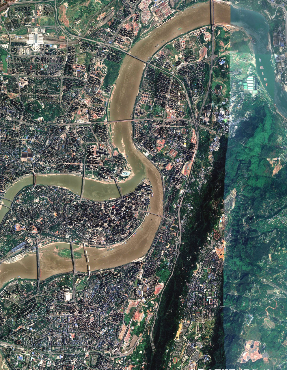 重庆市最近高清卫星图(6) 2023年6月份卫星影像图片,西南区域超级城市