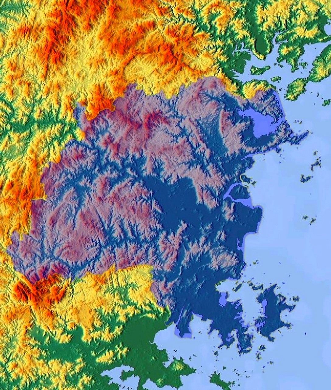 福建省福州市地形地貌图!