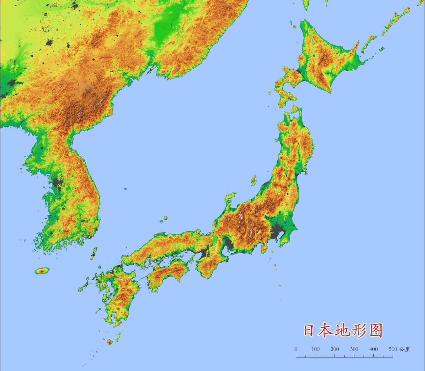 日本及朝鲜半岛地形图!