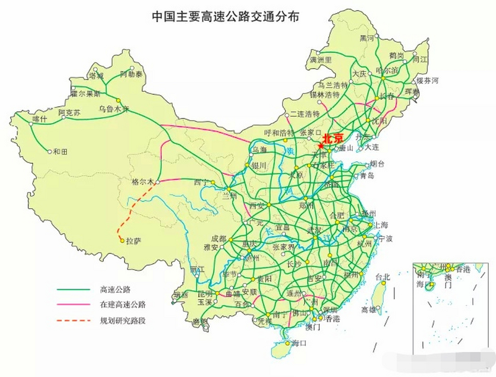 中国高速公路分布示意图