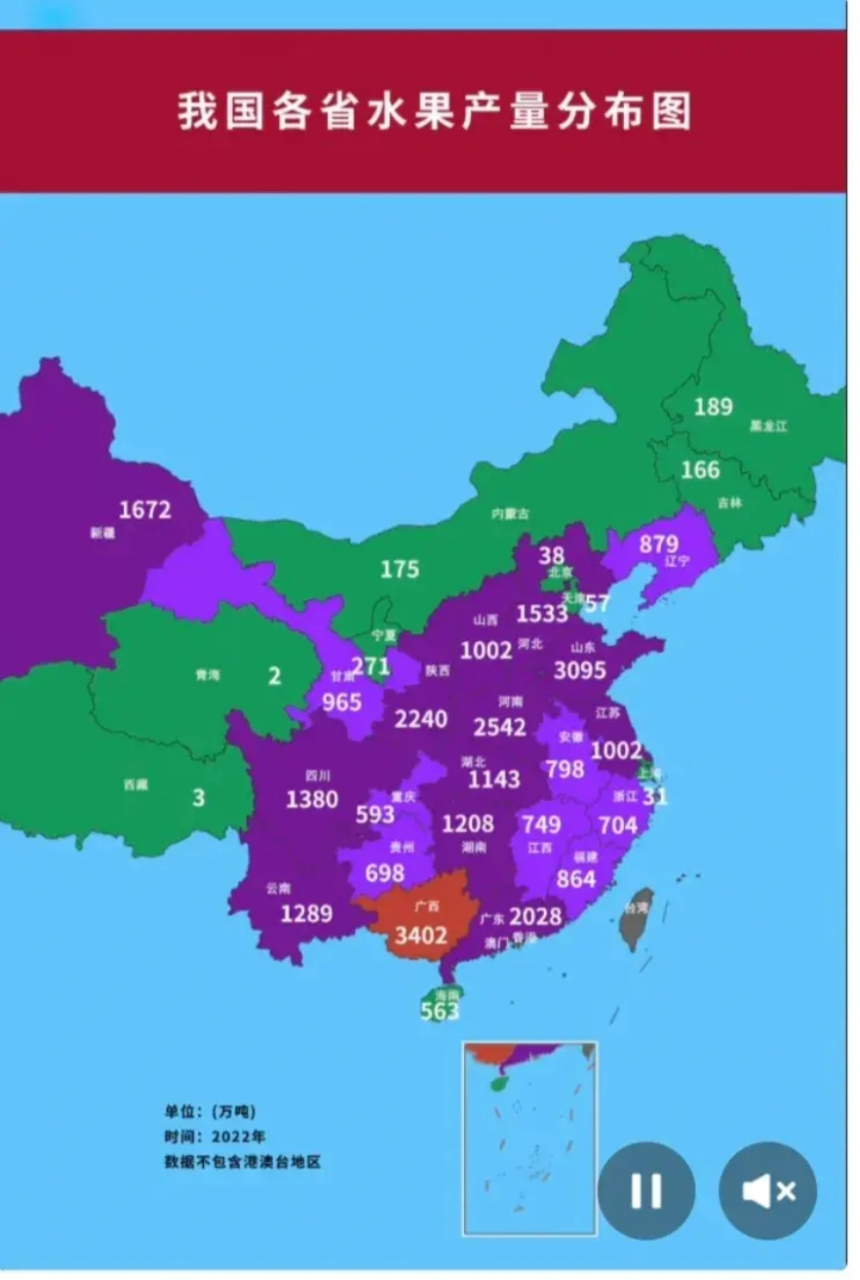 中国水果分布地图图片