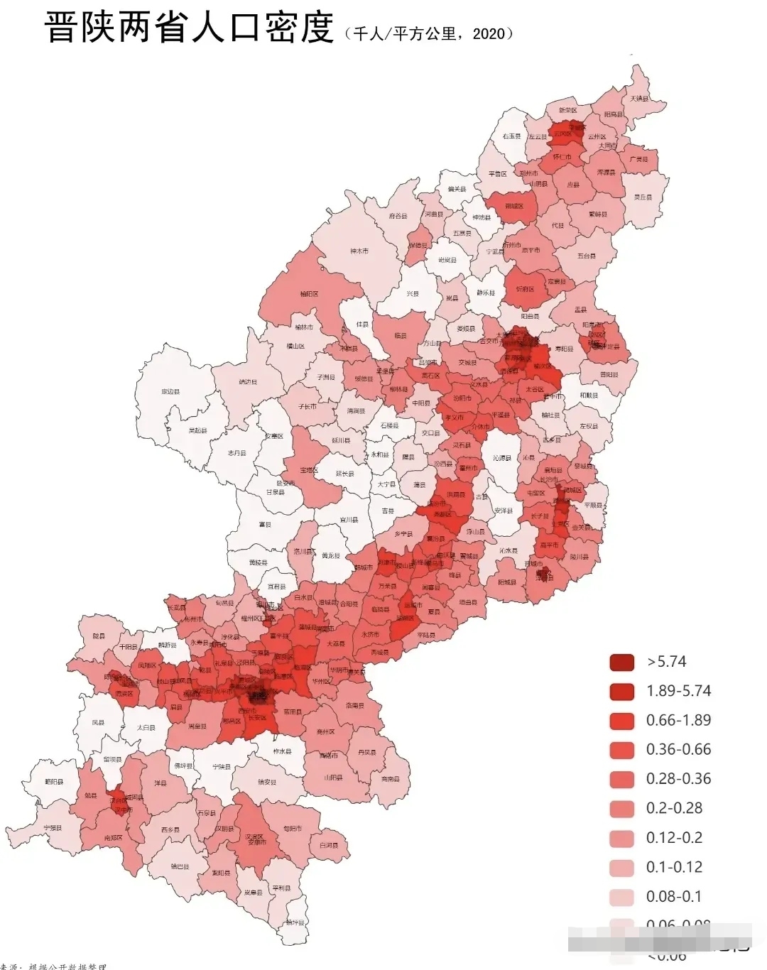 陕西人口密度图片