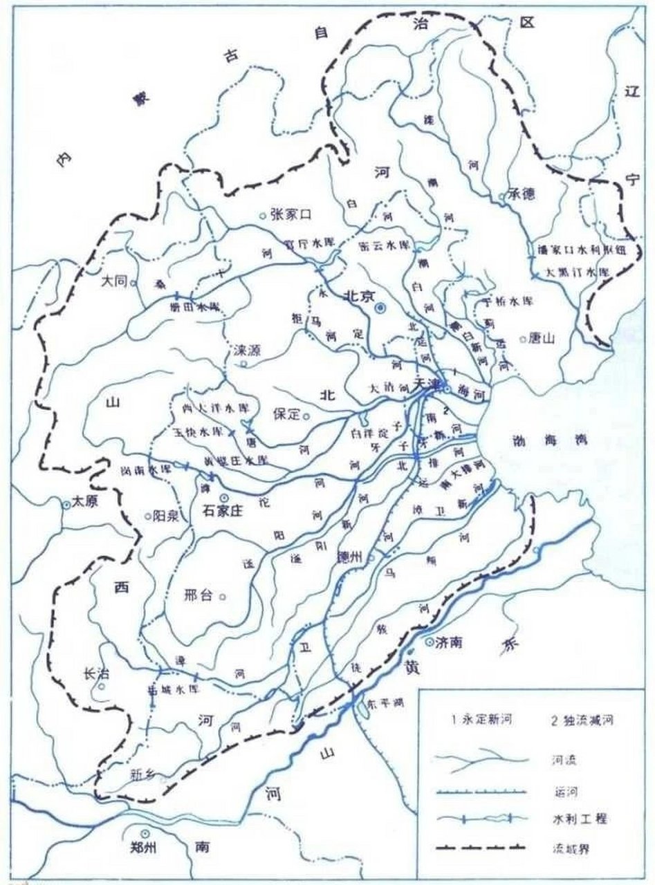 河北省地形,水系,区划地图