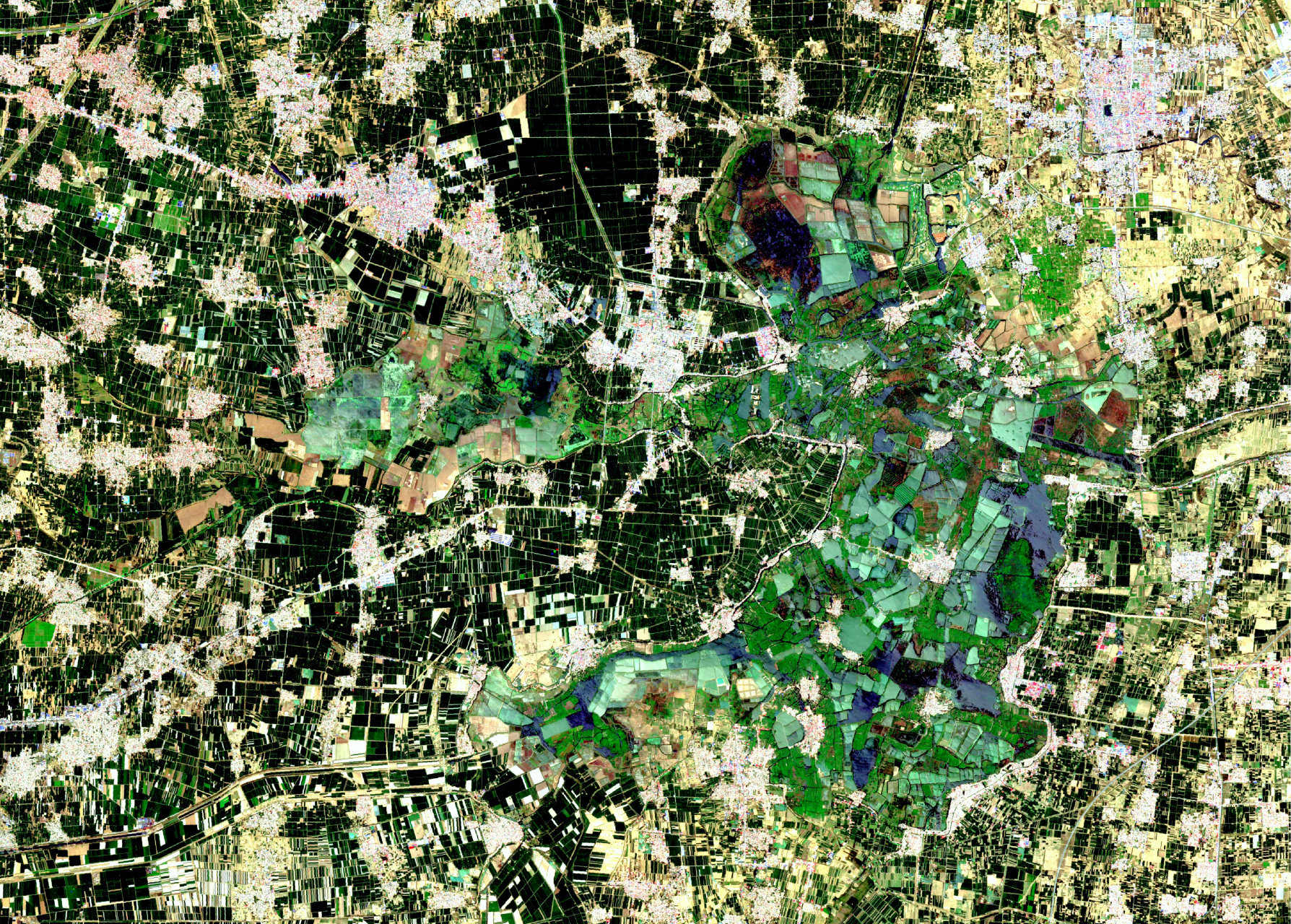 河北省白洋淀卫星影像图(2016-2023) 2023年6月21日和2016年6月3日