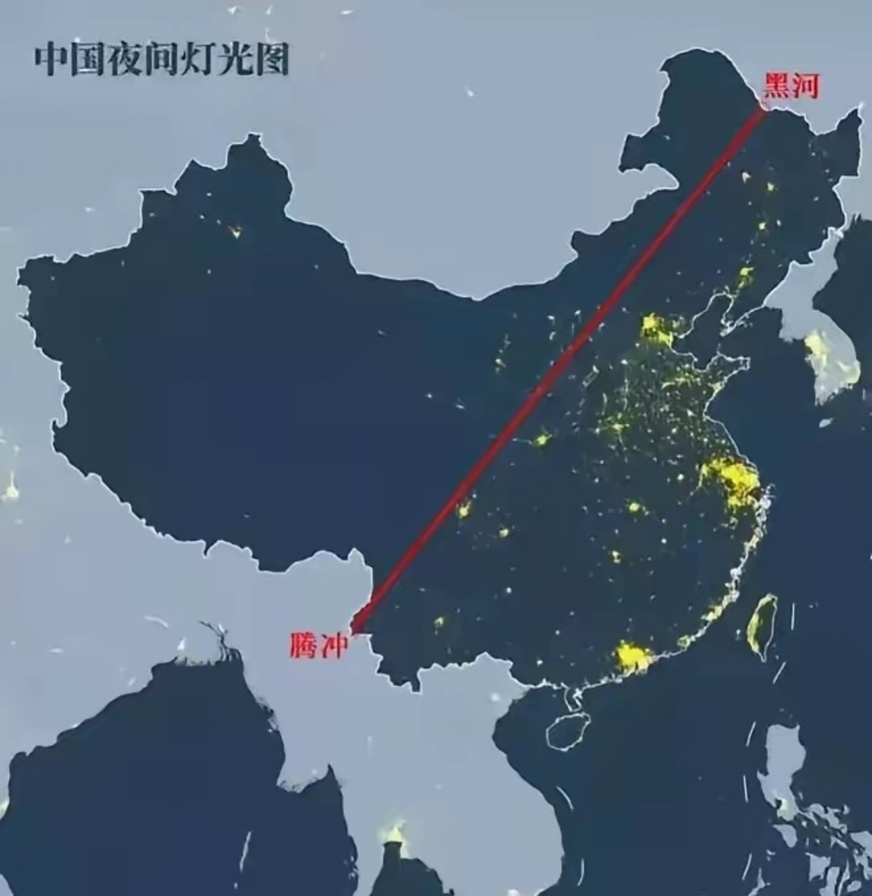 中国夜晚灯光图图片