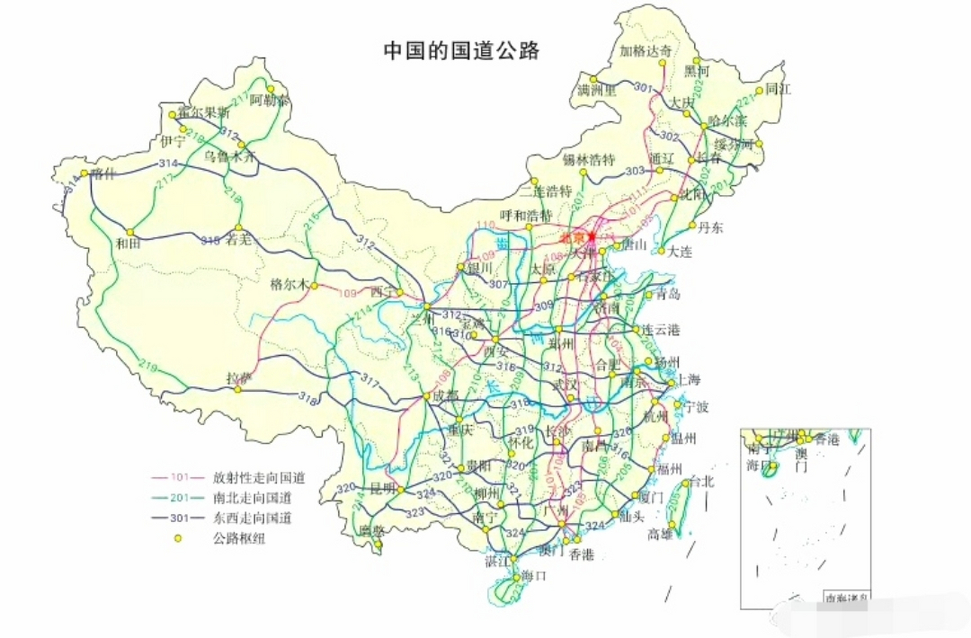 中国国道公路示意图