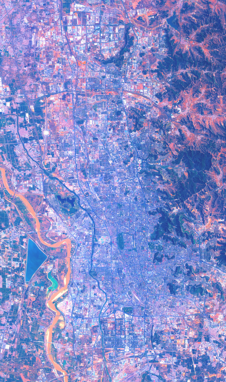 30) 2023年3月30日拍摄的卫星影像图片,山东省济南市,济南素有泉城之