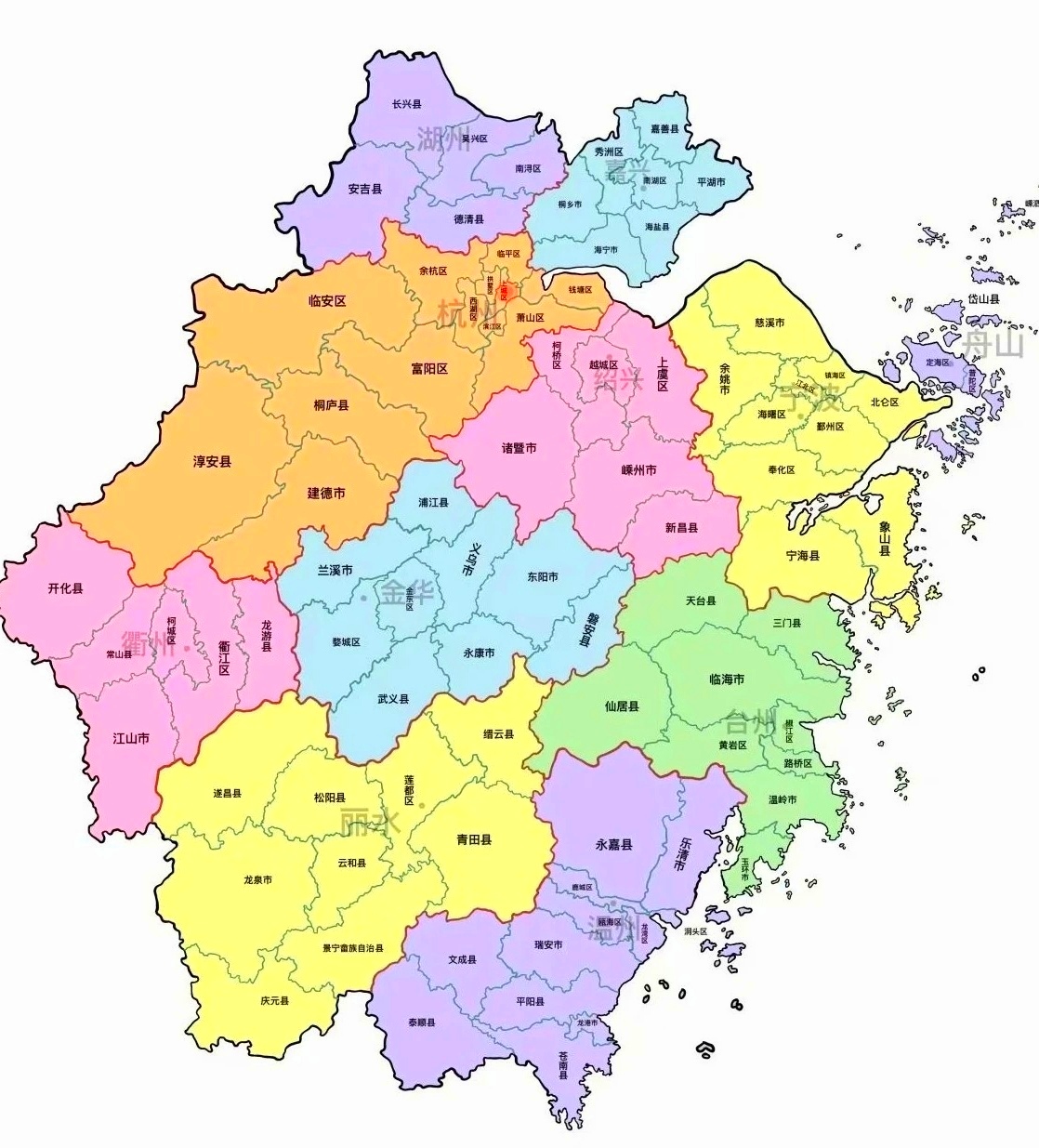 浙江省行政区划地图