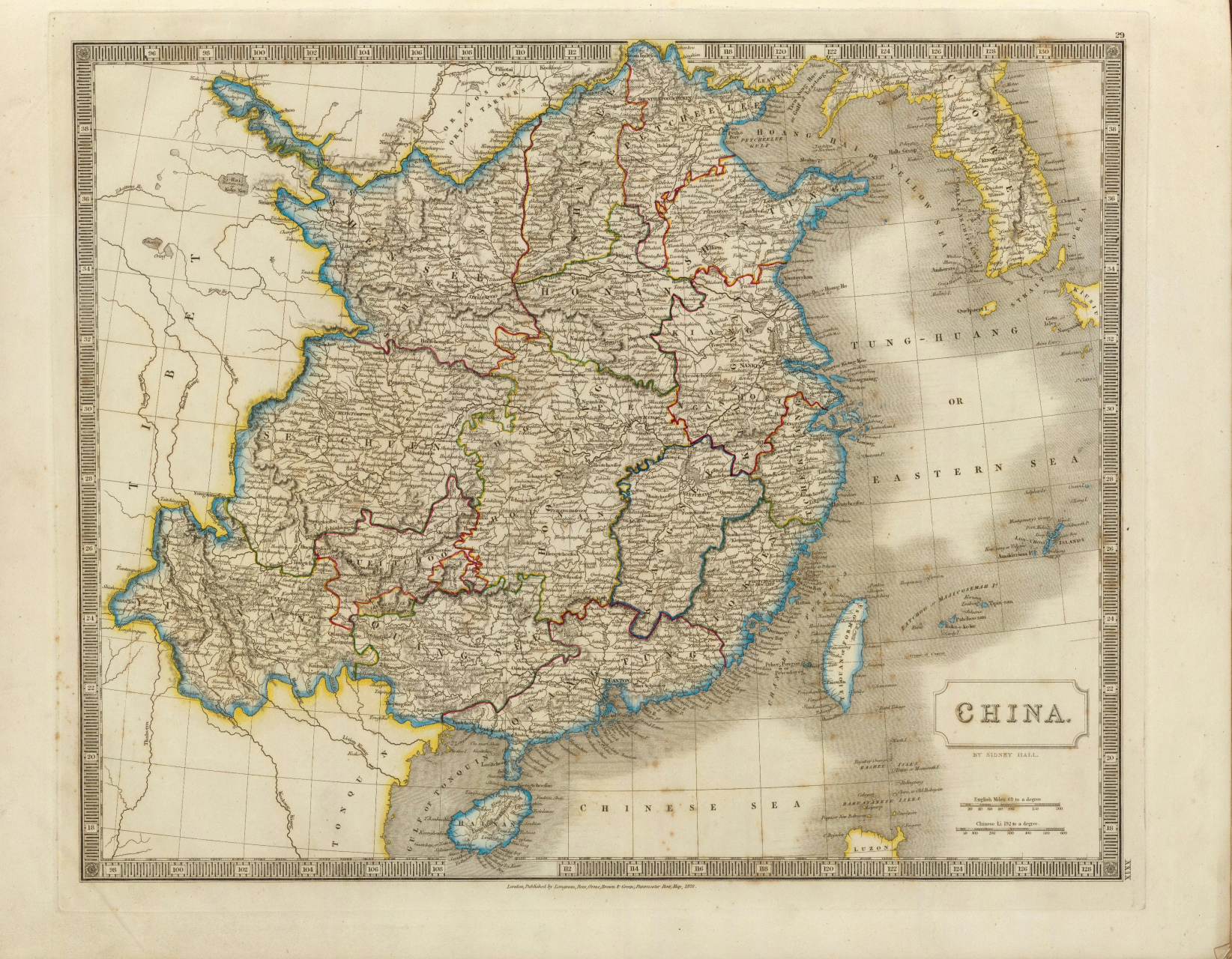 1828年英国编绘的中国本部地图 1828年(清道光八年)英国人编制的中国