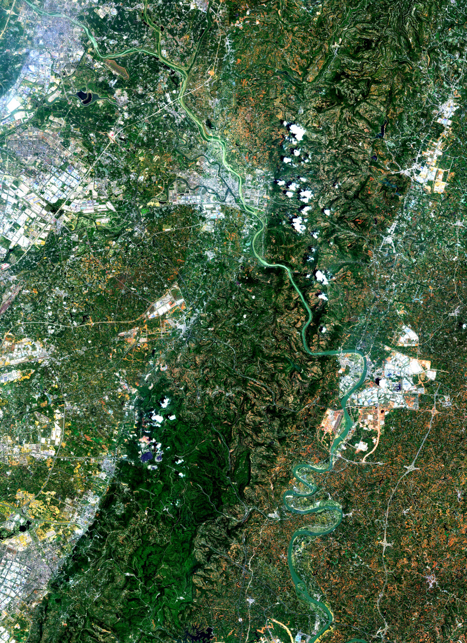 7) 2023年7月7日卫星影像图片,四川省成都市东部金堂县-简阳市