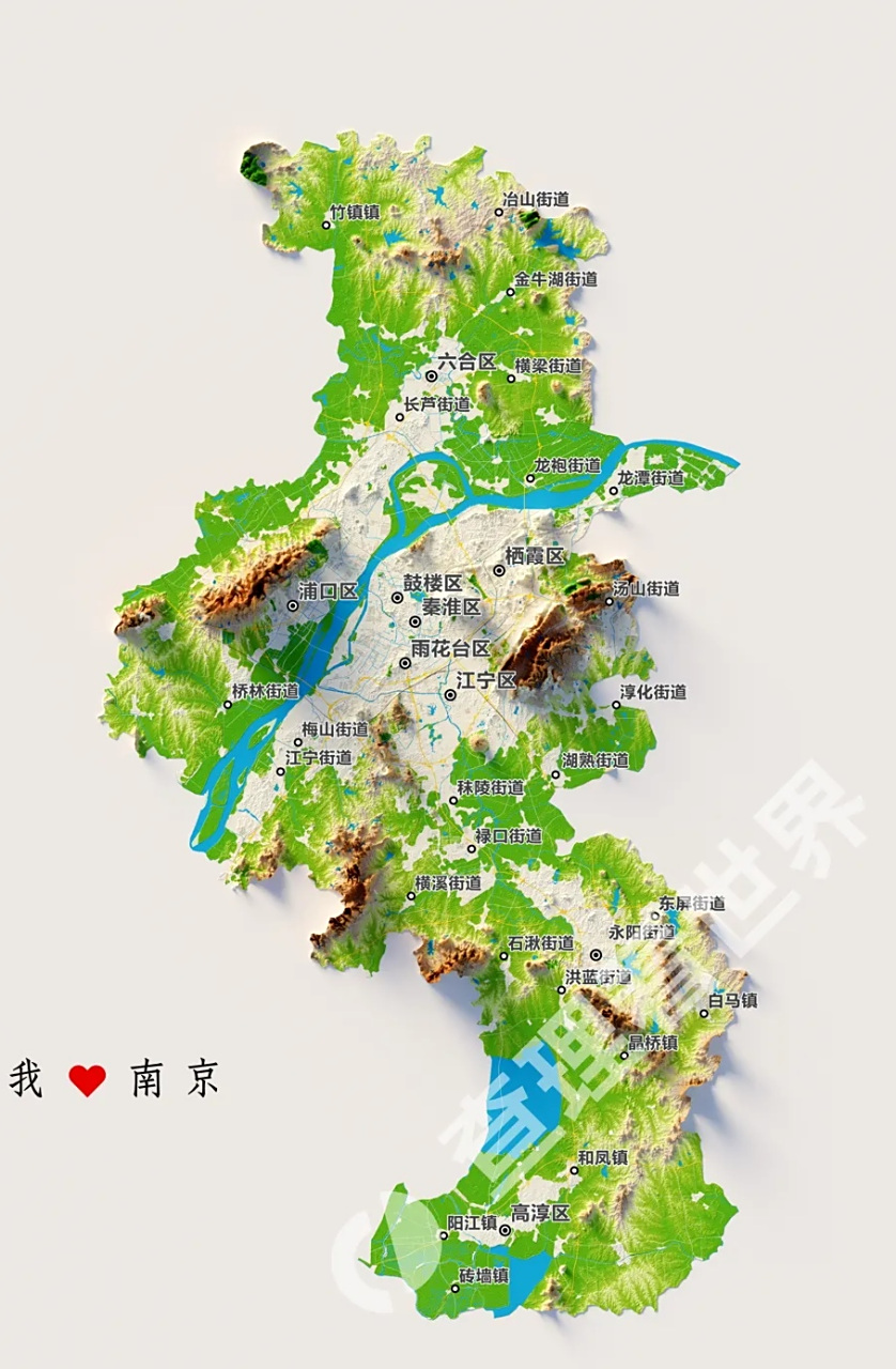 南京市地形地貌图!