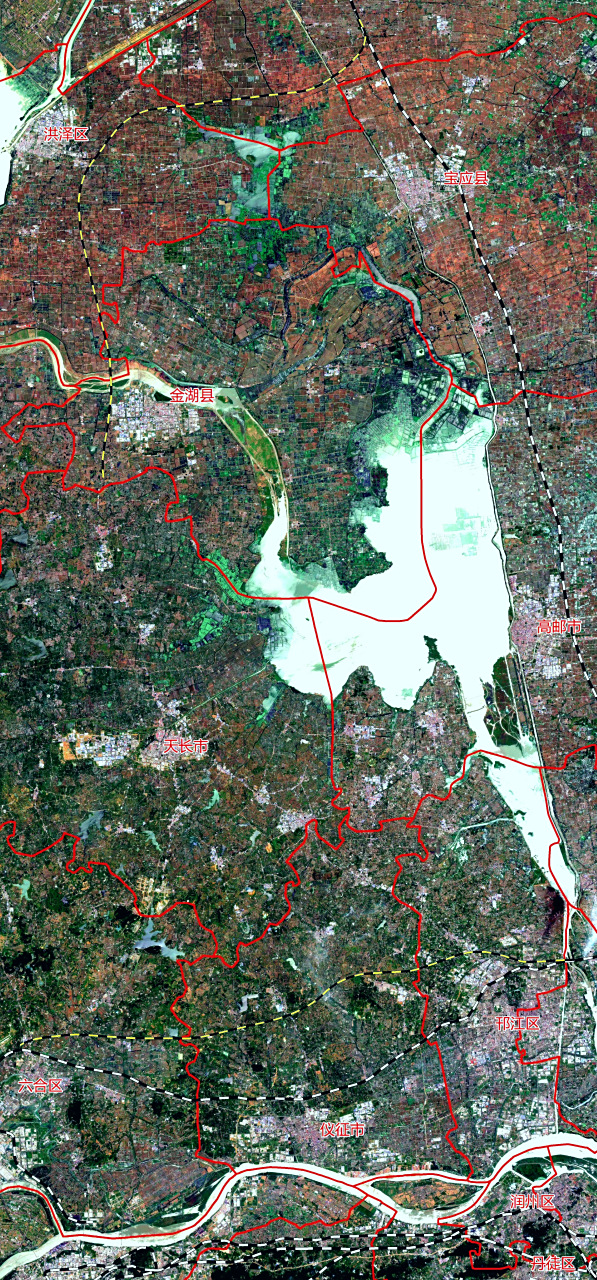7) 2023年7月7日卫星影像图片,江苏省洪泽湖及周边区域(金湖—洪泽