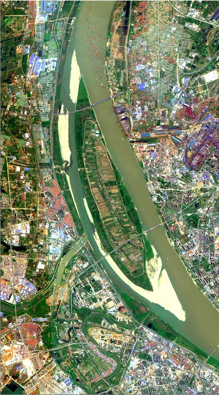 武汉长江涨水.天兴洲最新高清卫星图片(4.