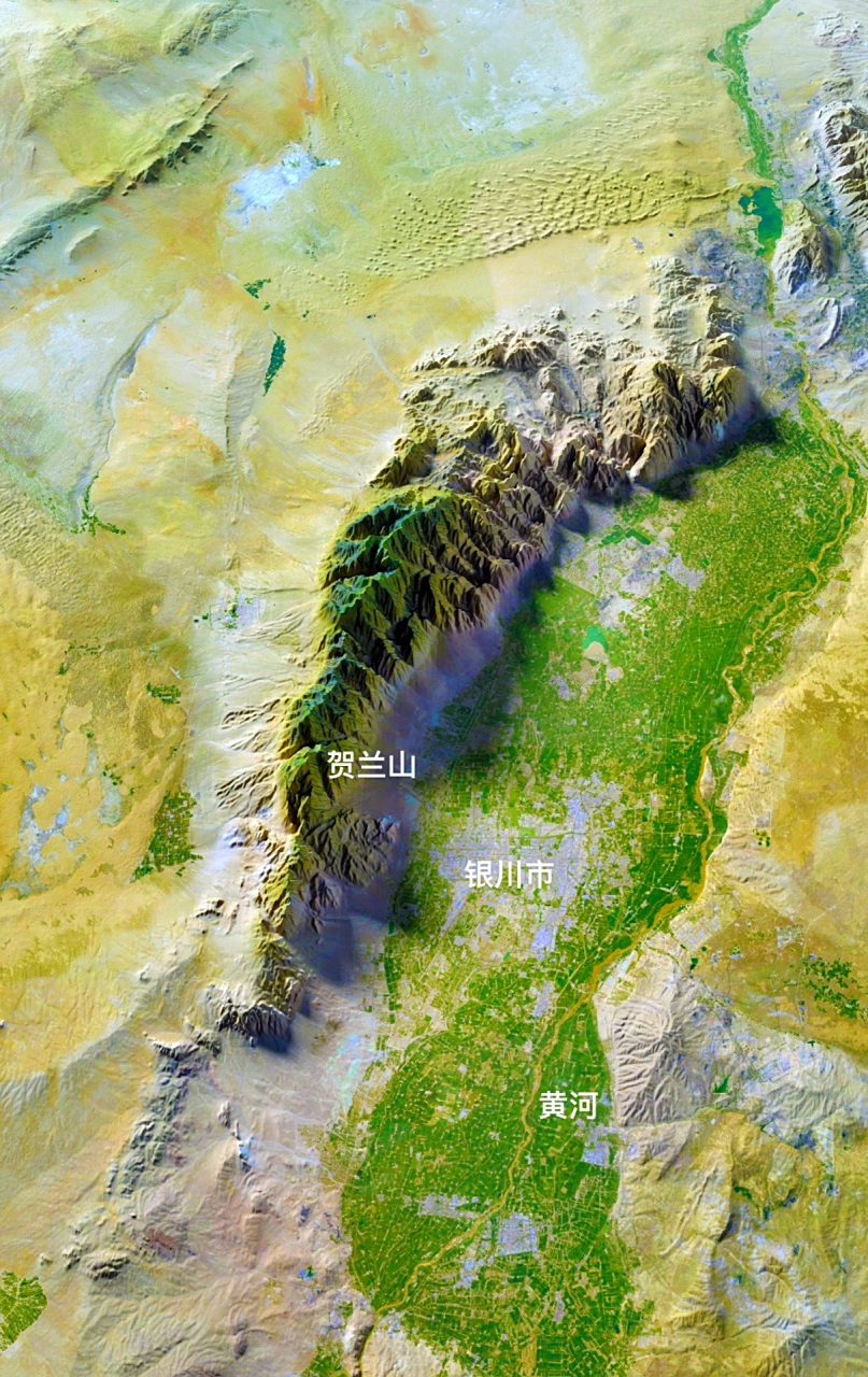 银川平原与贺兰山地图