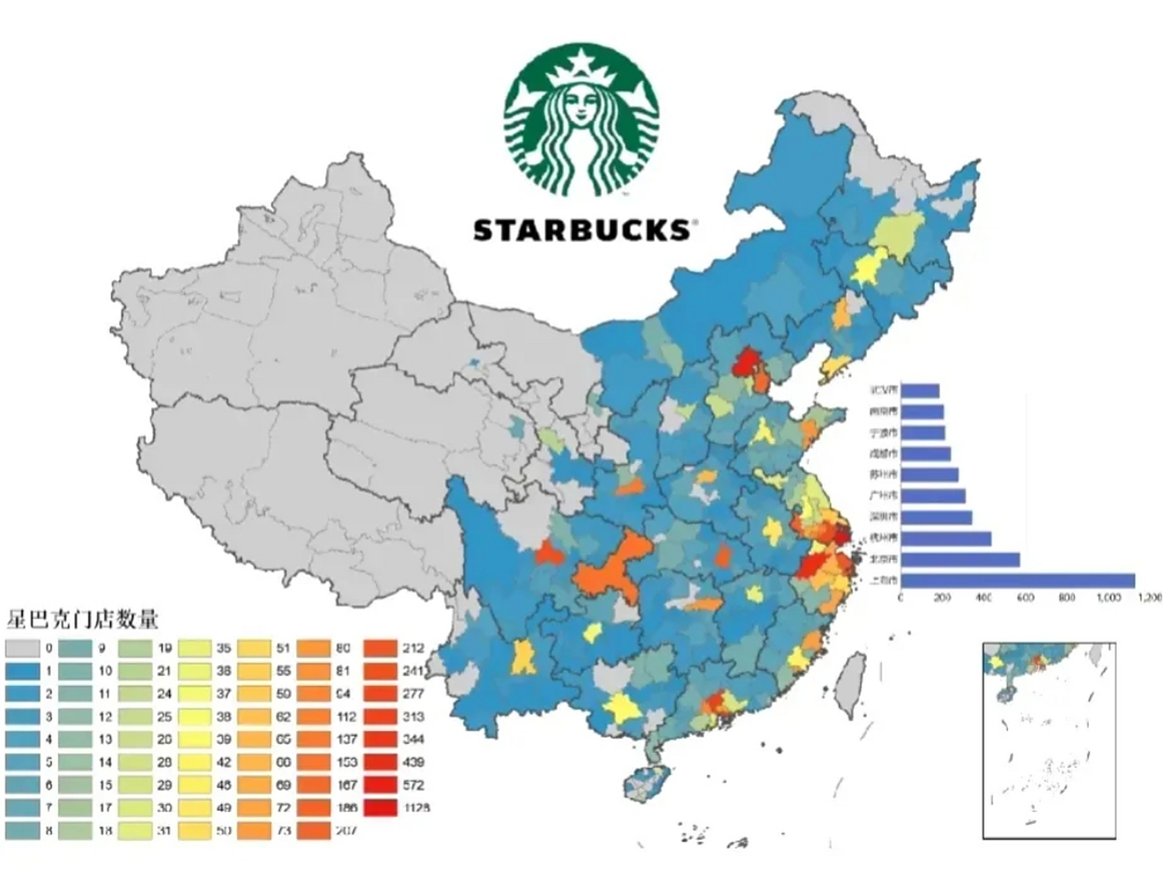 星巴克全国门店示意