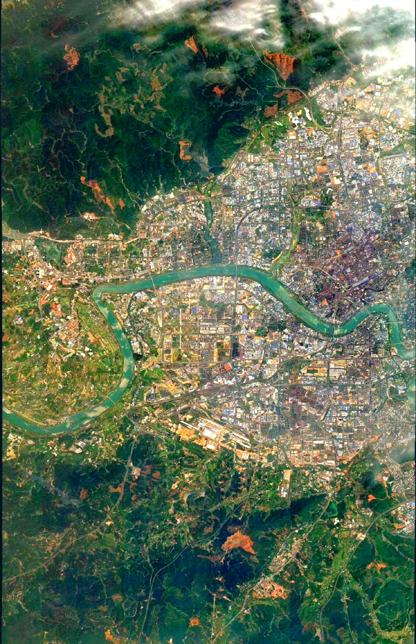 7) 2023年4月7日拍摄的卫星影像图片,广西壮族自治区首府南宁市