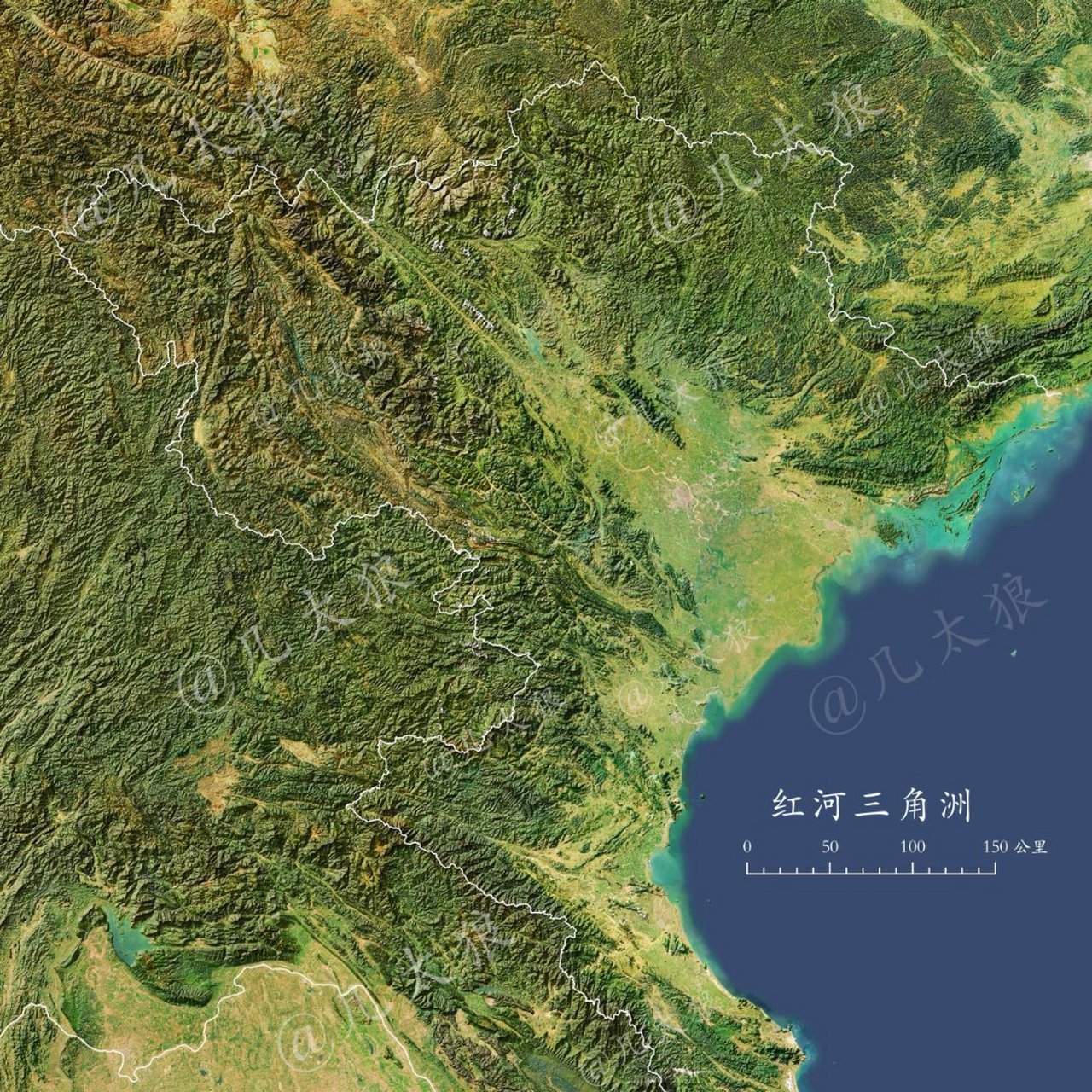红河三角洲地形图!