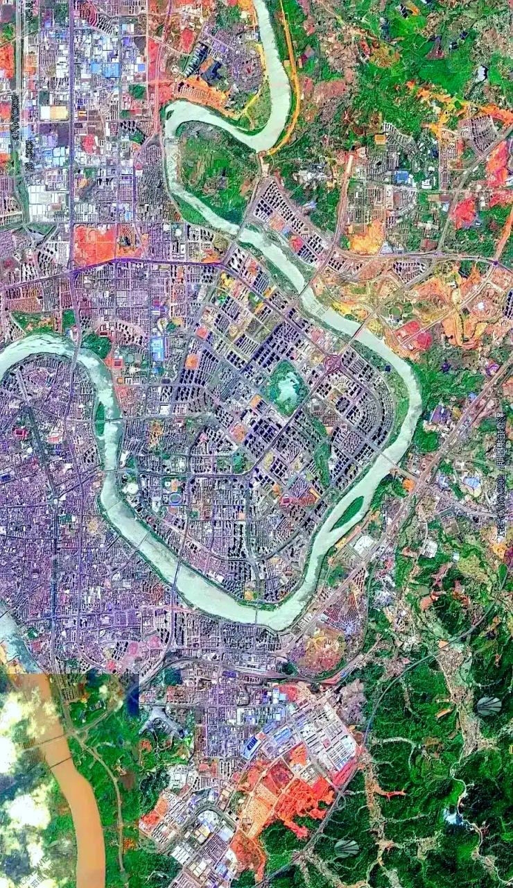 江西省赣州市最近卫星图(7) 2023年7月初拍摄的卫星影像图片,江西省