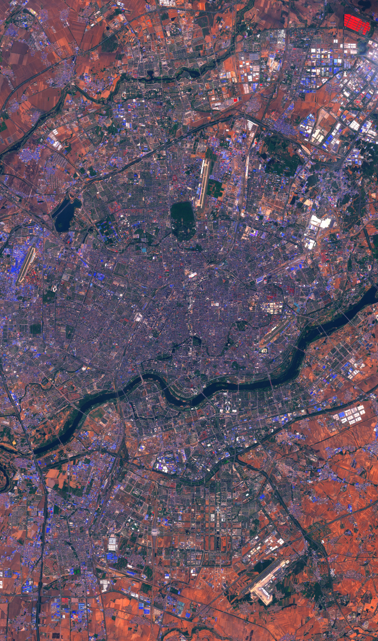 2023年5月7日拍摄的卫星影像图片,辽宁省会沈阳市区及周边区域(地图