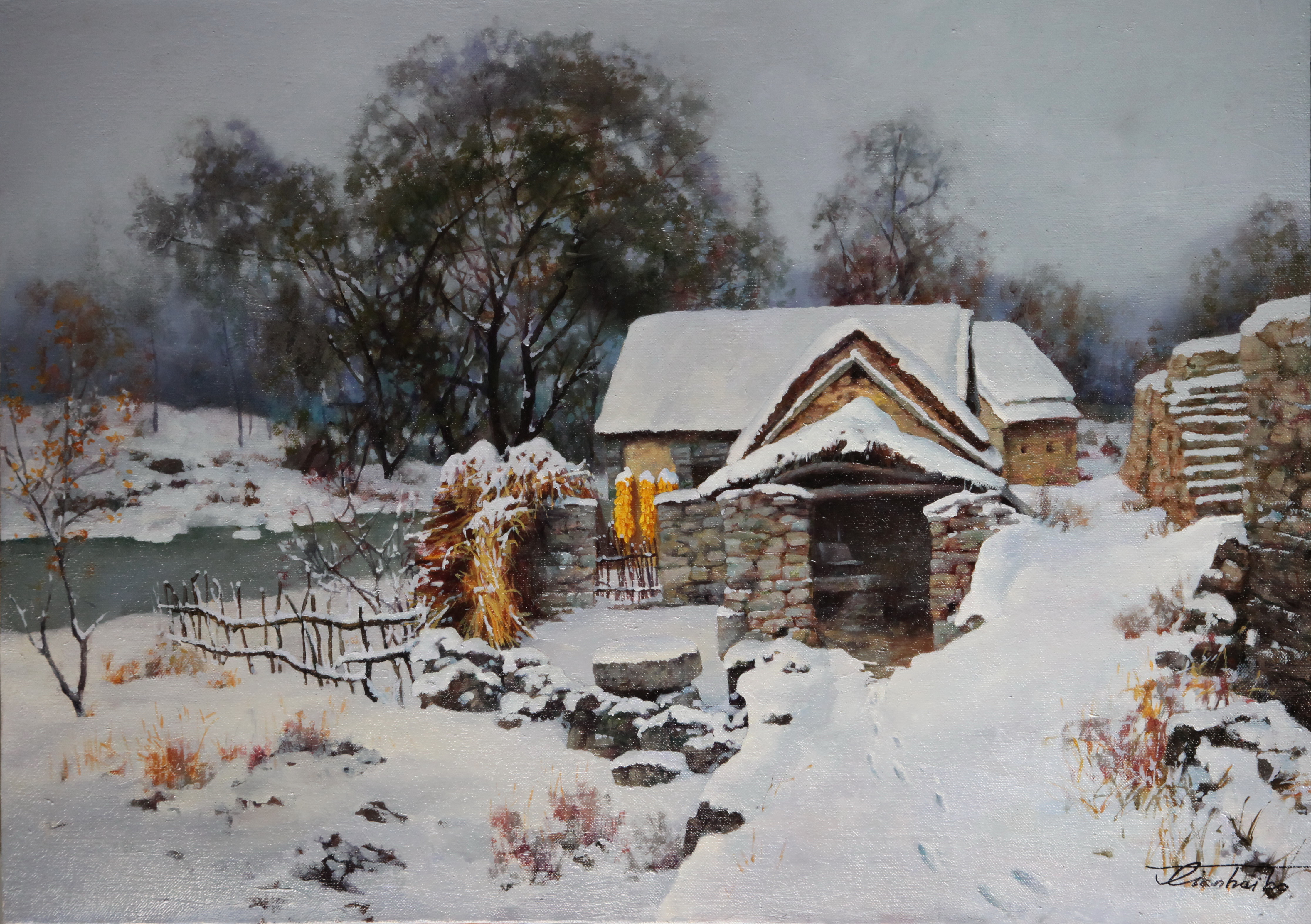 ❄️乡村风情画(瑞雪)田海波原创作品