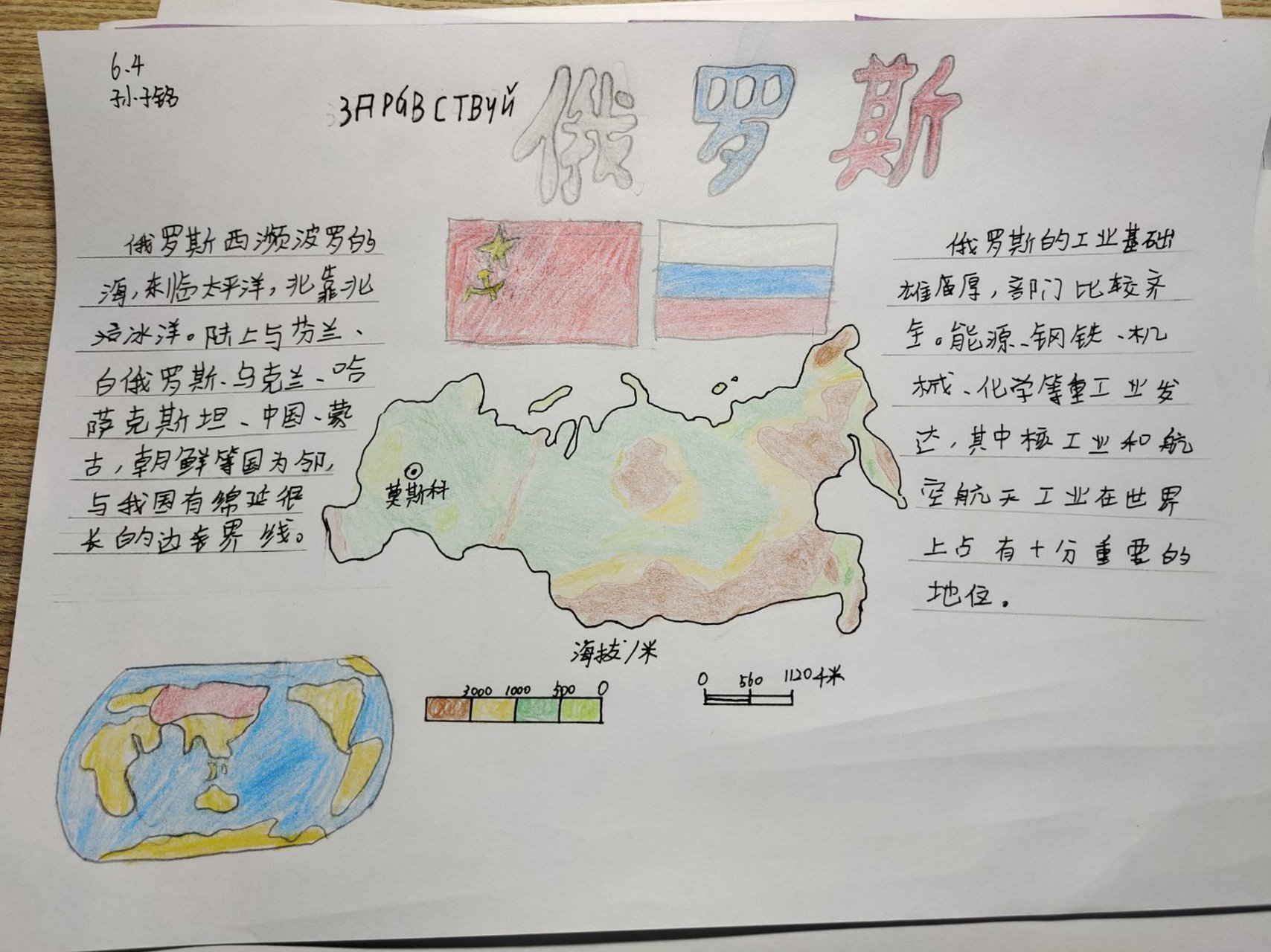地理 俄罗斯手抄报