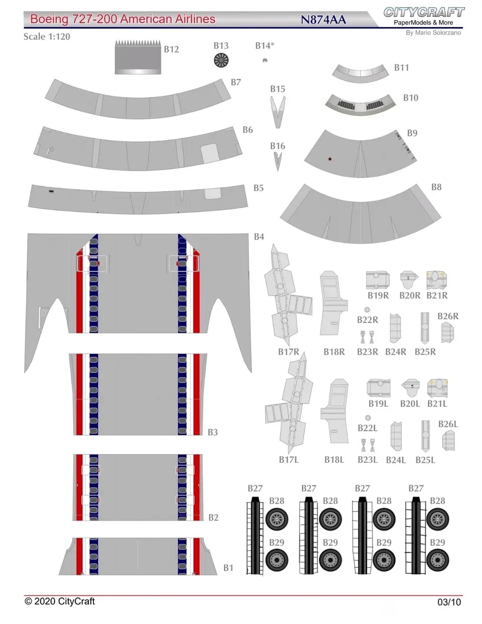 波音727纸模图纸