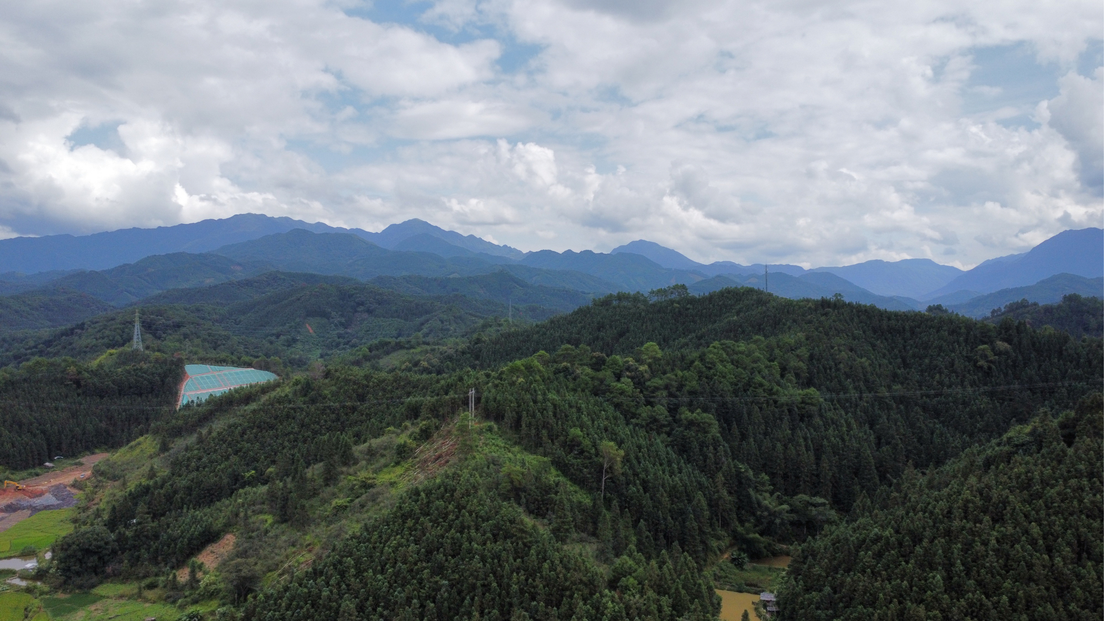 航拍贺州市八步区南乡镇乡间田园风光  从空中俯瞰,贺州市八步区南